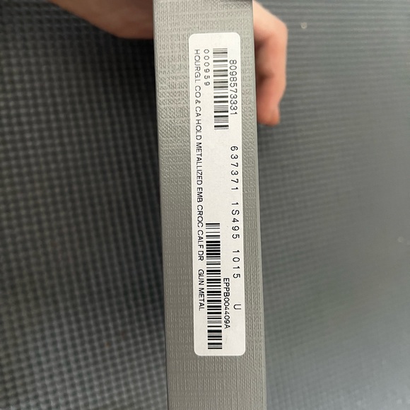 Balenciaga Hourglass Crocodile Card Holder/ Wallet with Change Zipper- Gun Metal - Picture 5 of 5